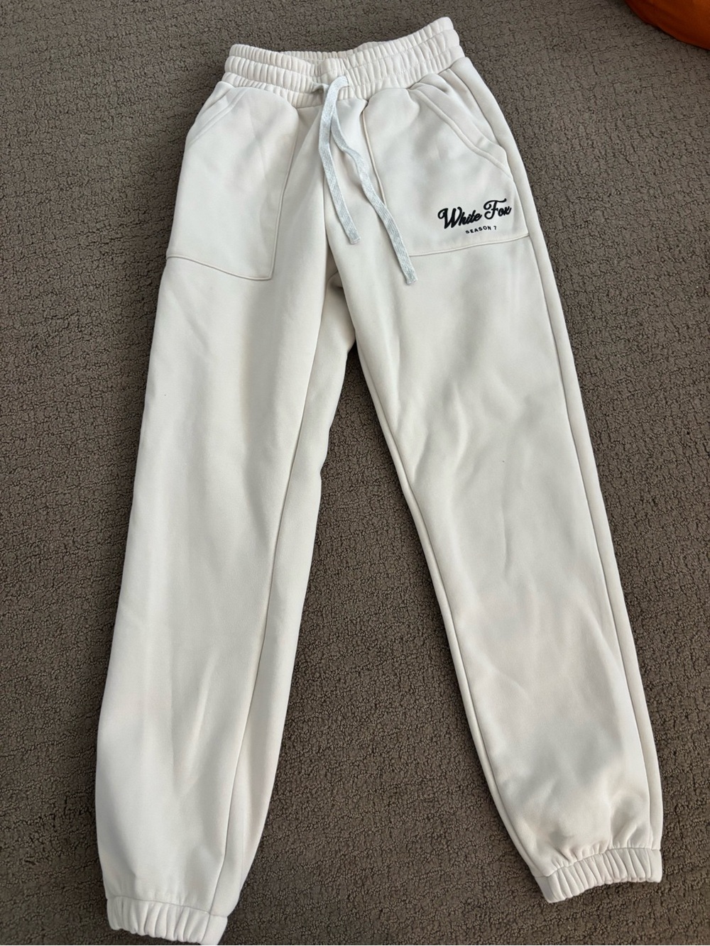 White Fox Jogger Pants with Drawstring